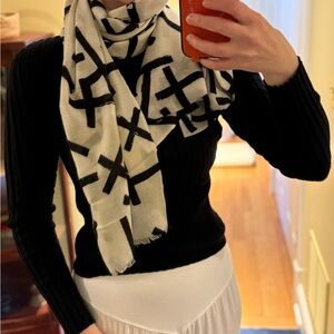 Chic Black and White Patterned Scarf